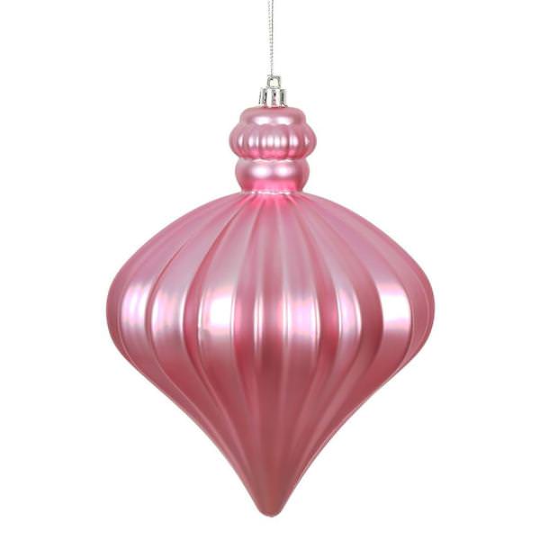 6" Pink Matte Onion Drop Ornament (4 pack)