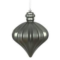 Vickerman 6" Pewter Matte Onion Drop Ornament (4 pack)