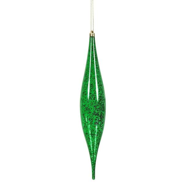 13" Green Mercury Finish Rain Drop Ornament (2 pack)