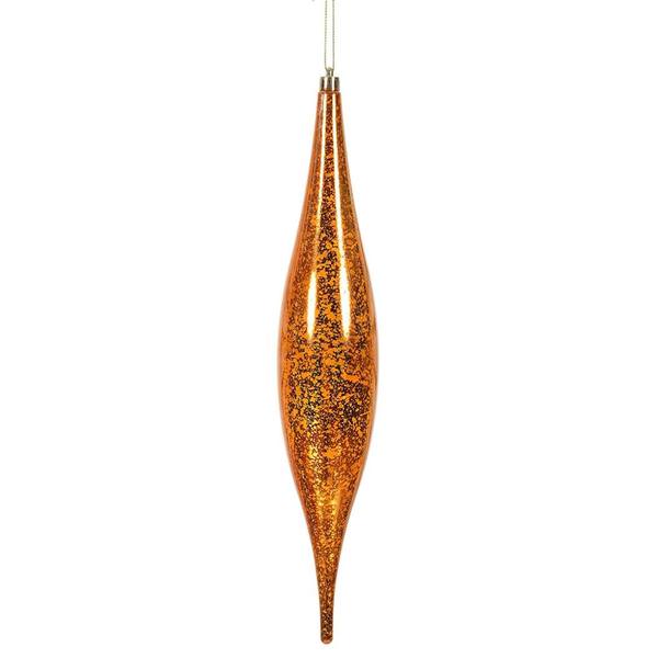 13" Burnished Orange Mercury Finish Rain Drop Ornament (2 pack)
