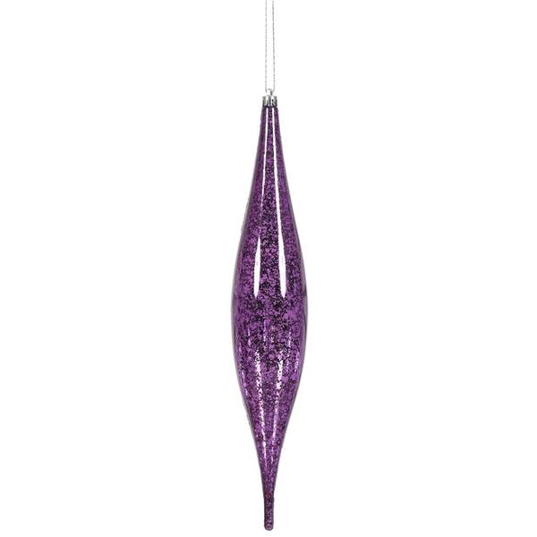 13" Plum Mercury Finish Rain Drop Ornament (2 pack)