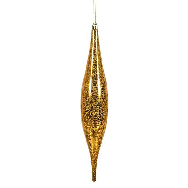 13" Antique Gold Mercury Finish Rain Drop Ornament (2 pack)
