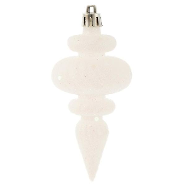 4" White 4 Assorted Finish Finial Ornament (Set of 8)