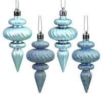 Vickerman 4" Baby Blue 4 Assorted Finish Finial Ornament (Set of 8)