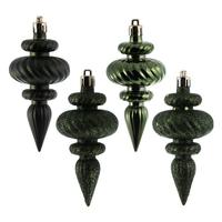 Vickerman 4" Moss Green 4 Assorted Finish Finial Ornament (8 pack)