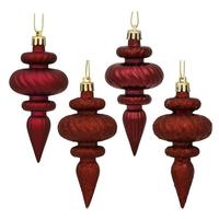Vickerman 4" Burgundy 4 Assorted Finish Finial Ornament (Set of 8)