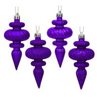 Vickerman 4" Purple 4 Assorted Finish Finial Ornament (Set of 8)