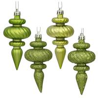 Vickerman 4" Lime 4 Assorted Finish Finial Ornament (Set of 8)