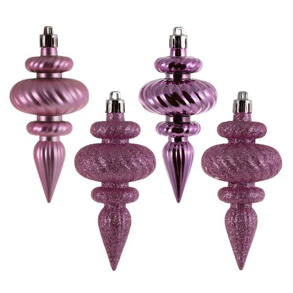 4" Pink Assorted Finish Finial Ornament (8 pack)