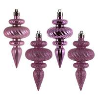 Vickerman 4" Pink Assorted Finish Finial Ornament (8 pack)
