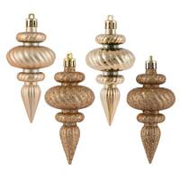 Vickerman 4" Cafe Latte 4 Assorted Finish Finial Ornament (8 pack)