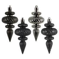 Vickerman 4" Pewter 4 Assorted Finish Finial Ornament (8 pack)