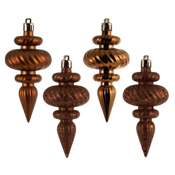 4" Copper 4 Finish Finial Christmas Ornament (8 Pack)