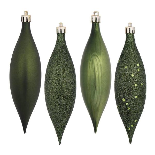 5.5" Moss Green 4 Assorted Finish Drop Ornament (8 pack)