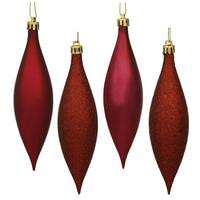Vickerman 5.5" Burgundy Finial 4 Assorted Finish Ornament (Set of 8)