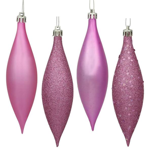 5.5" Orchid Finial 4 Assorted Finish Ornament (Set of 8)