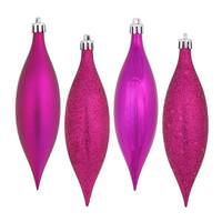 Vickerman 5.5" Fuchsia 4 Assorted Finish Drop  Ornament (8 pack)