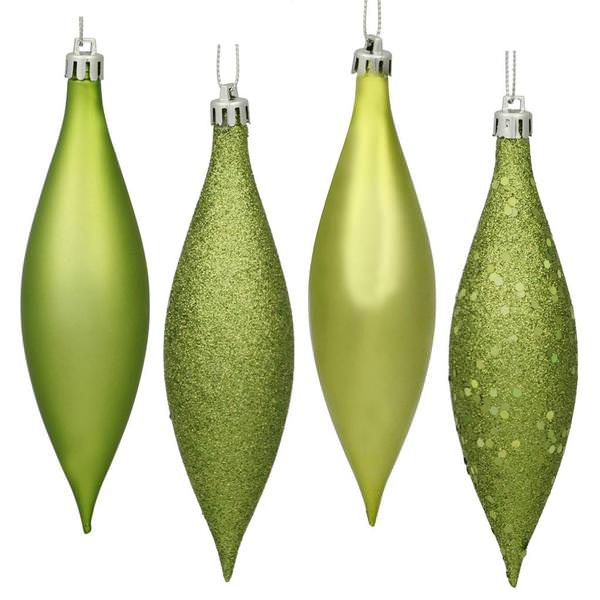 5.5" Lime Finial 4 Assorted Finish Ornament (Set of 8)
