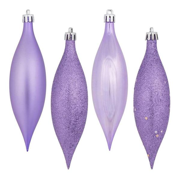 5.5" Lavender 4 Assorted Finish Drop Ornament (8 pack)