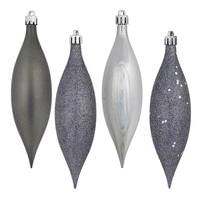 View 5.5" Pewter 4 Assorted Finish Drop Ornament (8 pack)