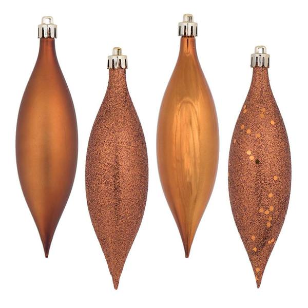 5.5" Copper 4 Assorted Finish Drop Ornament (8 pack)