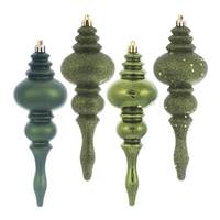 Vickerman 7" Moss Green 4 Assorted Finish Finial Ornament (8 pack)