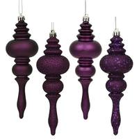Vickerman 7" Purple 4 Assorted Finish Finial Ornament (Set of 8)