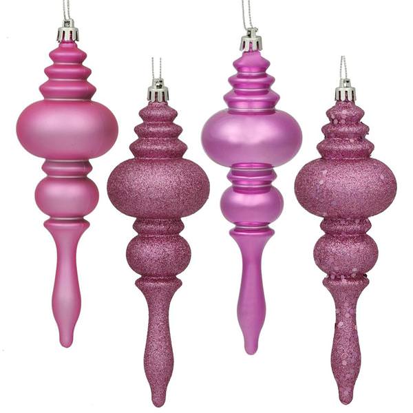 7" Orchid 4 Assorted Finish Finial Ornament (Set of 8)