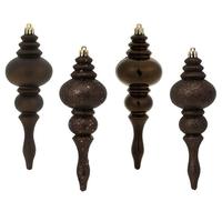 View 7" Chocolate 4 Assorted Finish Finial Ornament (8 pack)