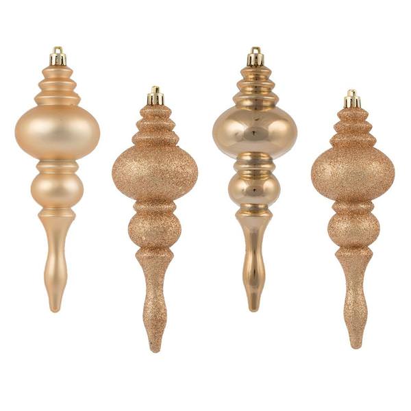 7" Cafe Latte Assorted Finish Finial Ornament (8 pack)