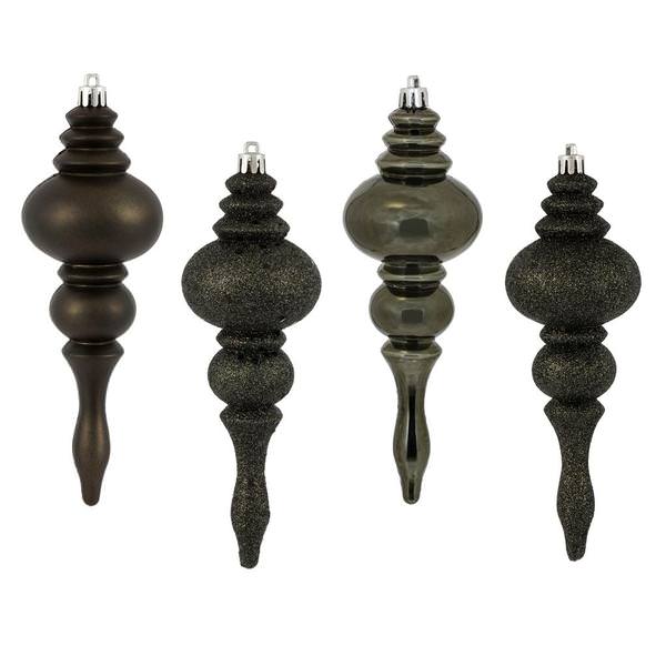 7" Gunmetal 4 Assorted Finish Finial Ornament (8 pack)