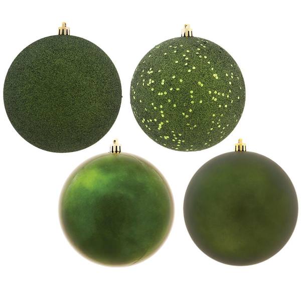 2.4" Moss Green Ball 4 Assorted Finish Ornament (set of 24)