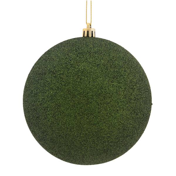 2.75" Moss Green Plastic Glitter Ball Ornament (12 pack)