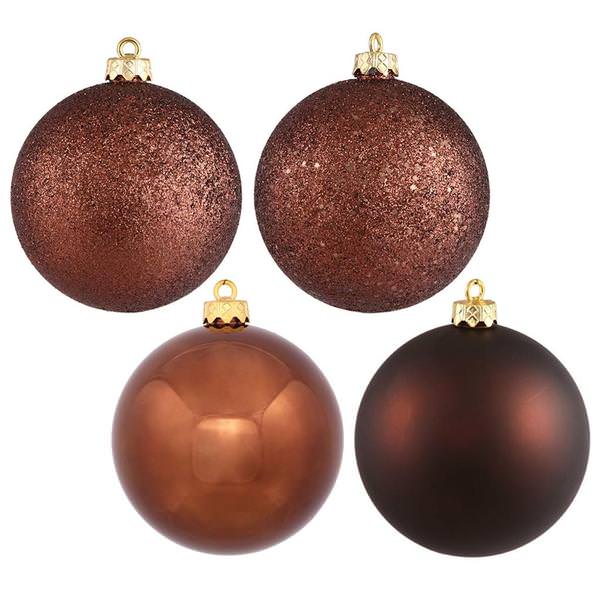 2.75" Chocolate 4 Assorted Finish Ball Ornament (Set of 20)