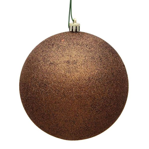 2.75" Mocha Plastic Glitter Ball Ornament (12 pack)