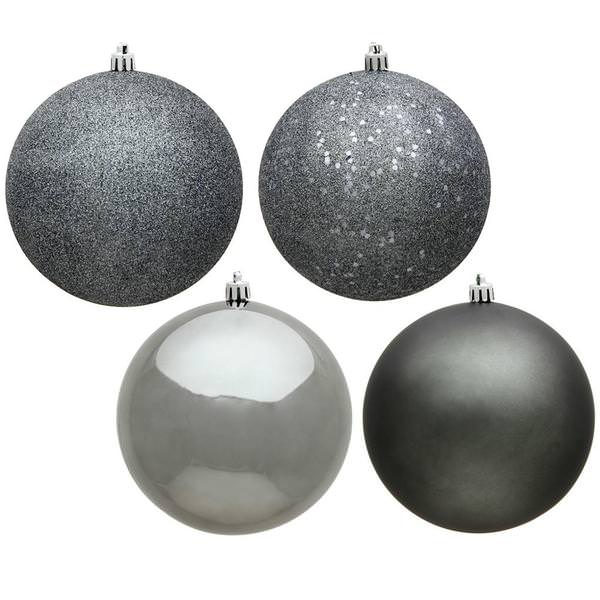 2.75" Pewter 4 Assorted Finish Ball Ornament (Set of 20)