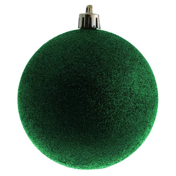 3" Midnight Green Glitter Ball Ornament (12 pack)