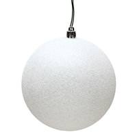 Vickerman 4" White Glitter Ball Ornament (6 pack)