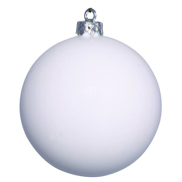  4" White Shiny Ball Ornament (6 pack)