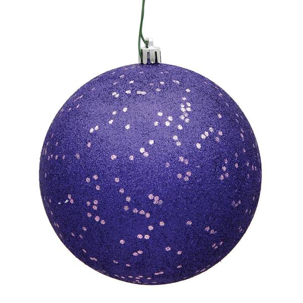 4" Purple Sequin Ball Ornament (6 pack)