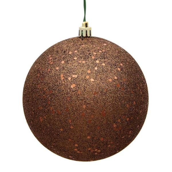 4" Mocha Sequin Ball Ornament (6 pack)