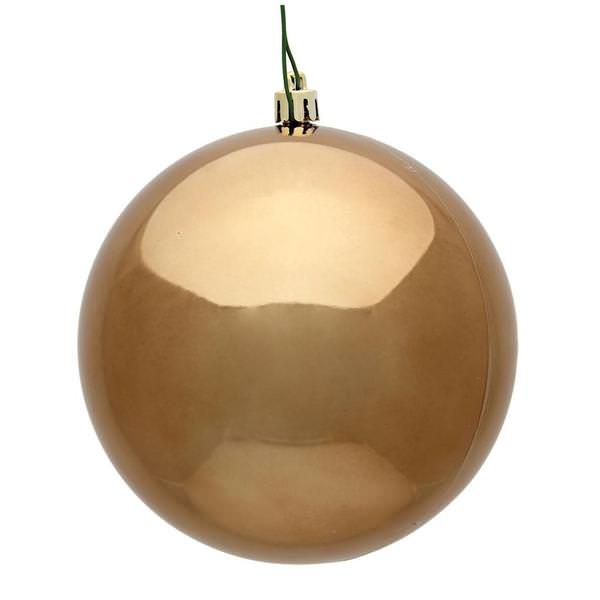  4" Mocha Shiny Ball Ornament (6 pack)