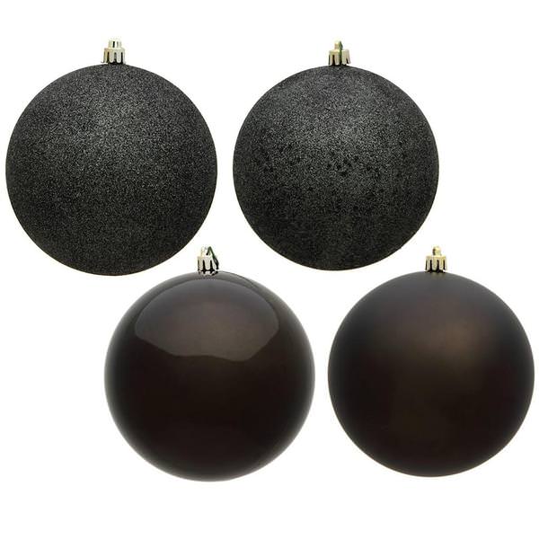 4" Gunmetal Ball 4 Assorted Finishes Ornament (Set of 12)