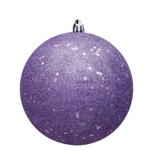 4" Lavender Sequin Ball Ornament (6 pack)