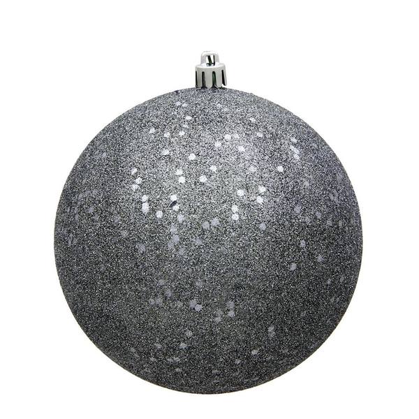 4" Pewter Sequin Ball Ornament (6 pack)