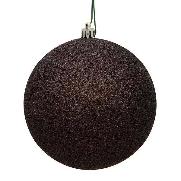 4.75" Chocolate Plastic Glitter Ball Ornament (4 pack)