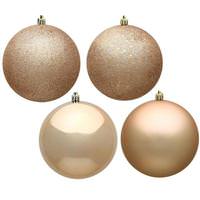 View 4.75" Cafe Latte 4 Assorted Finishes Ball Ornament (4 pack)
