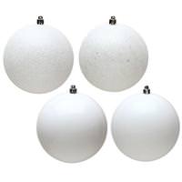 Vickerman 6" White 4-Finish Ball Christmas Ornament (Set of 4)