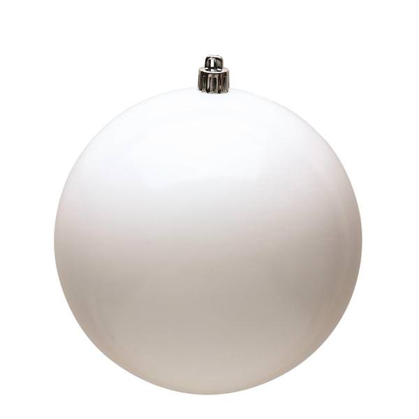 6" White Shiny Ball Ornament (4 pack)