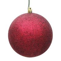 View 6" Burgundy Glitter Ball Christmas Ornament (4 pack)